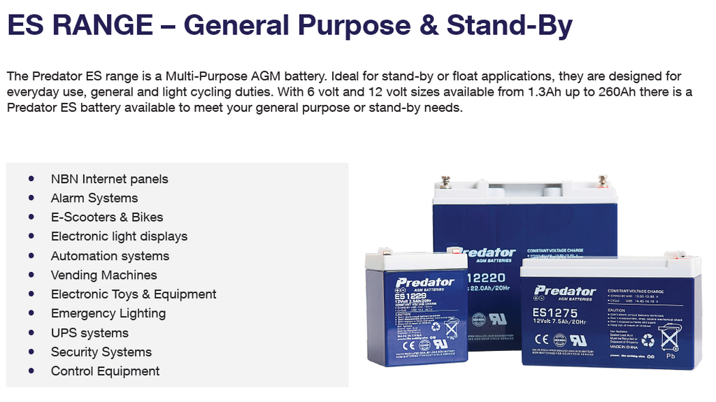 Predator ES1272 12V 7.2Ah AGM General Purpose