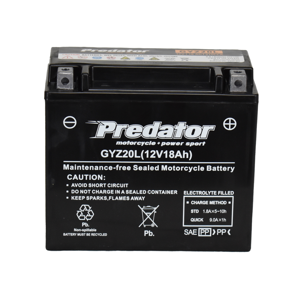 GYZ20L 12V Sealed Predator Motorcycle Battery