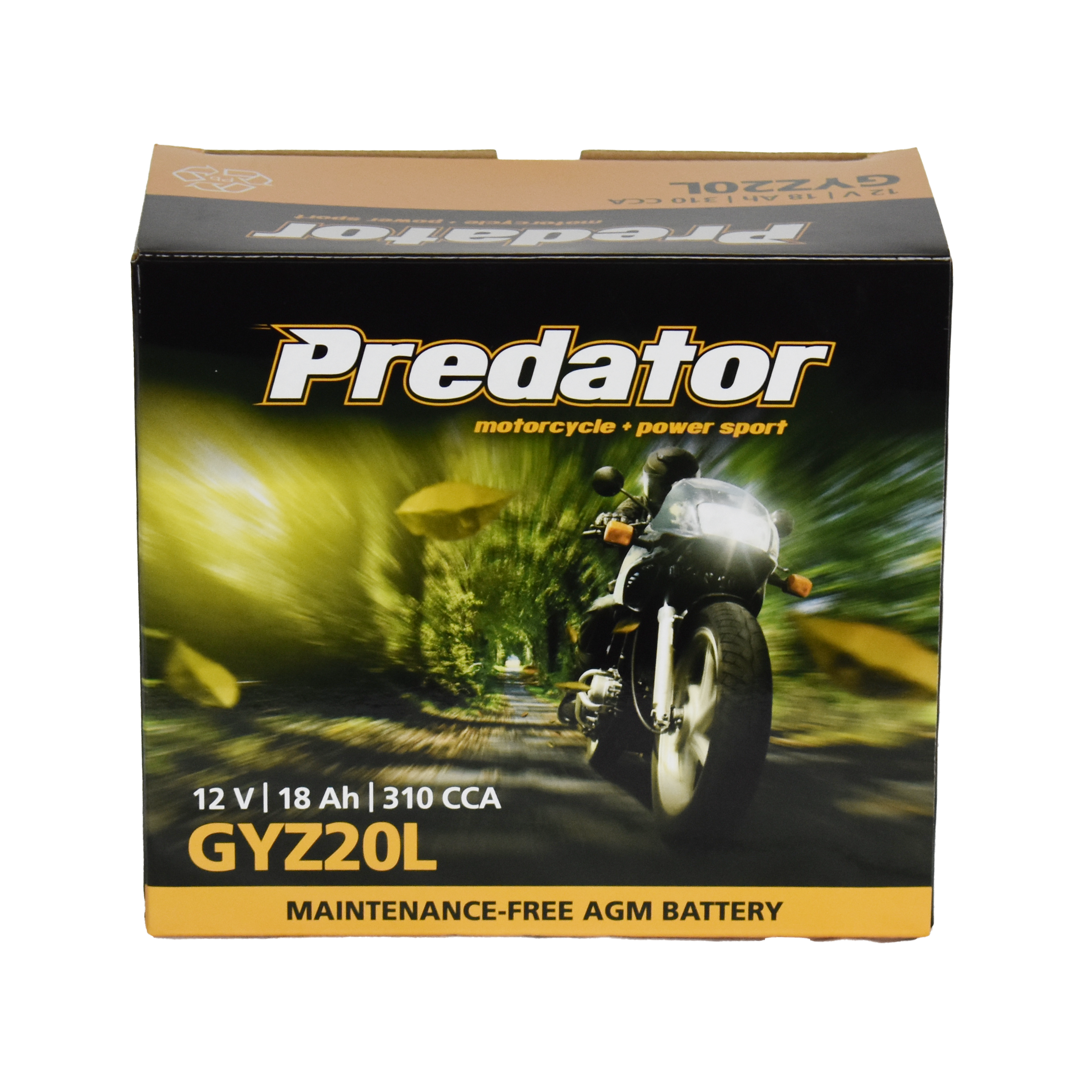 GYZ20L 12V Sealed Predator Motorcycle Battery