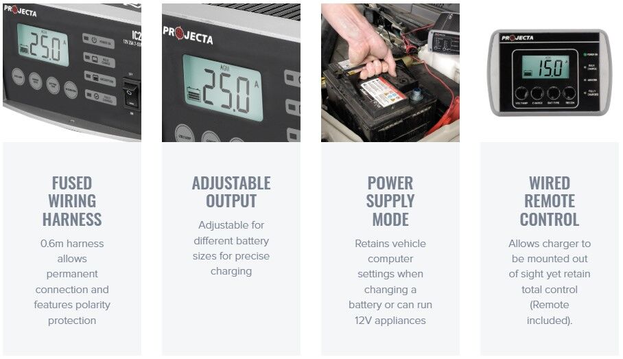 Projecta 25amp 12V Intelli-Charge Lithium Battery Charger
