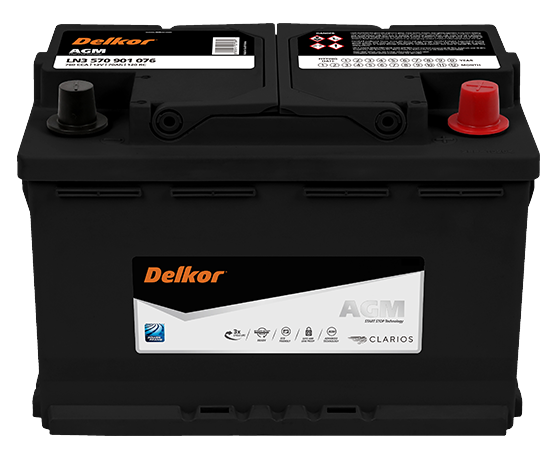 Delkor LN3 AGM Stop-Start Battery LN3570901076 DIN66H