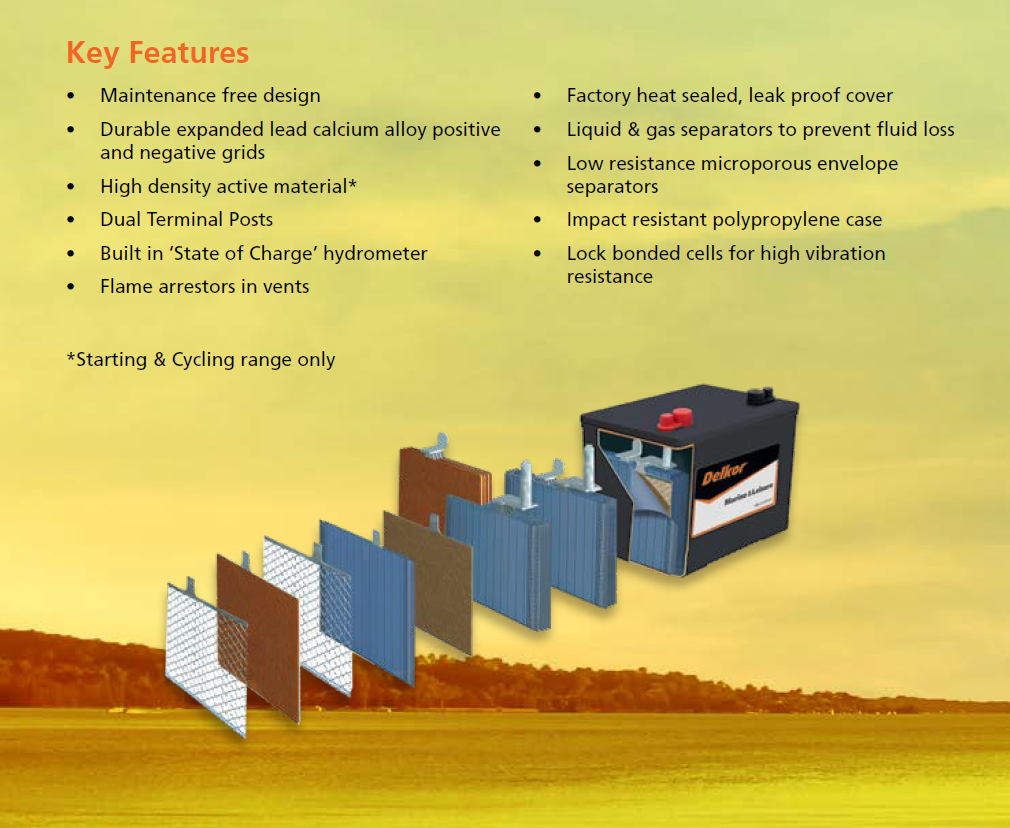 Marine Battery M27L Delkor 97Ah