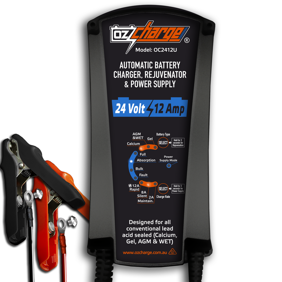 OzCharge 24V 12A Battery Charger