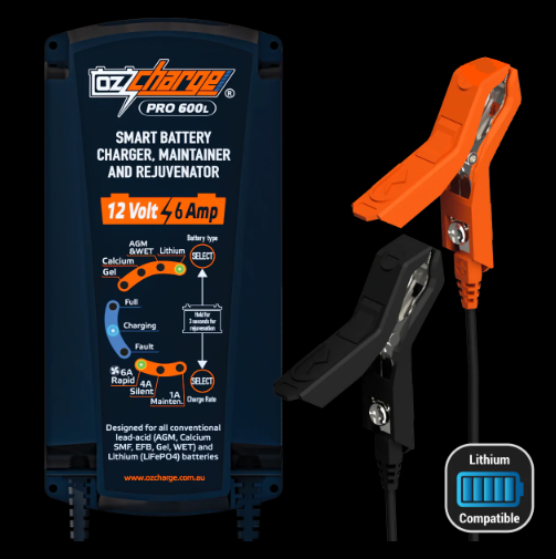 Lithium Pro Series 12V 6A OzCharge Battery Charger