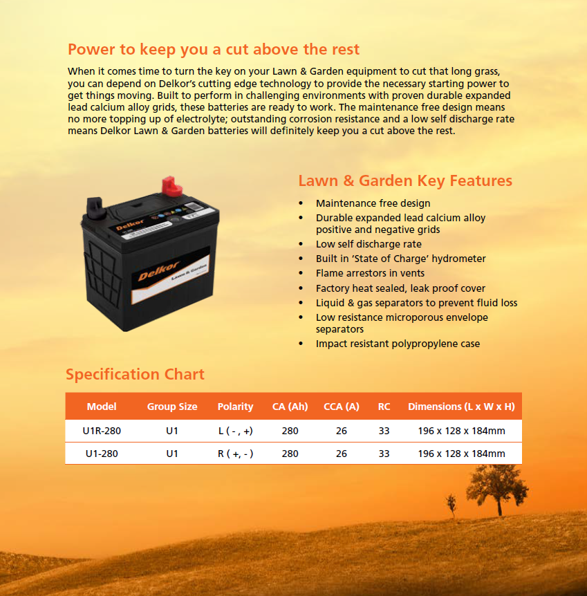 Mower battery U1-280 Delkor