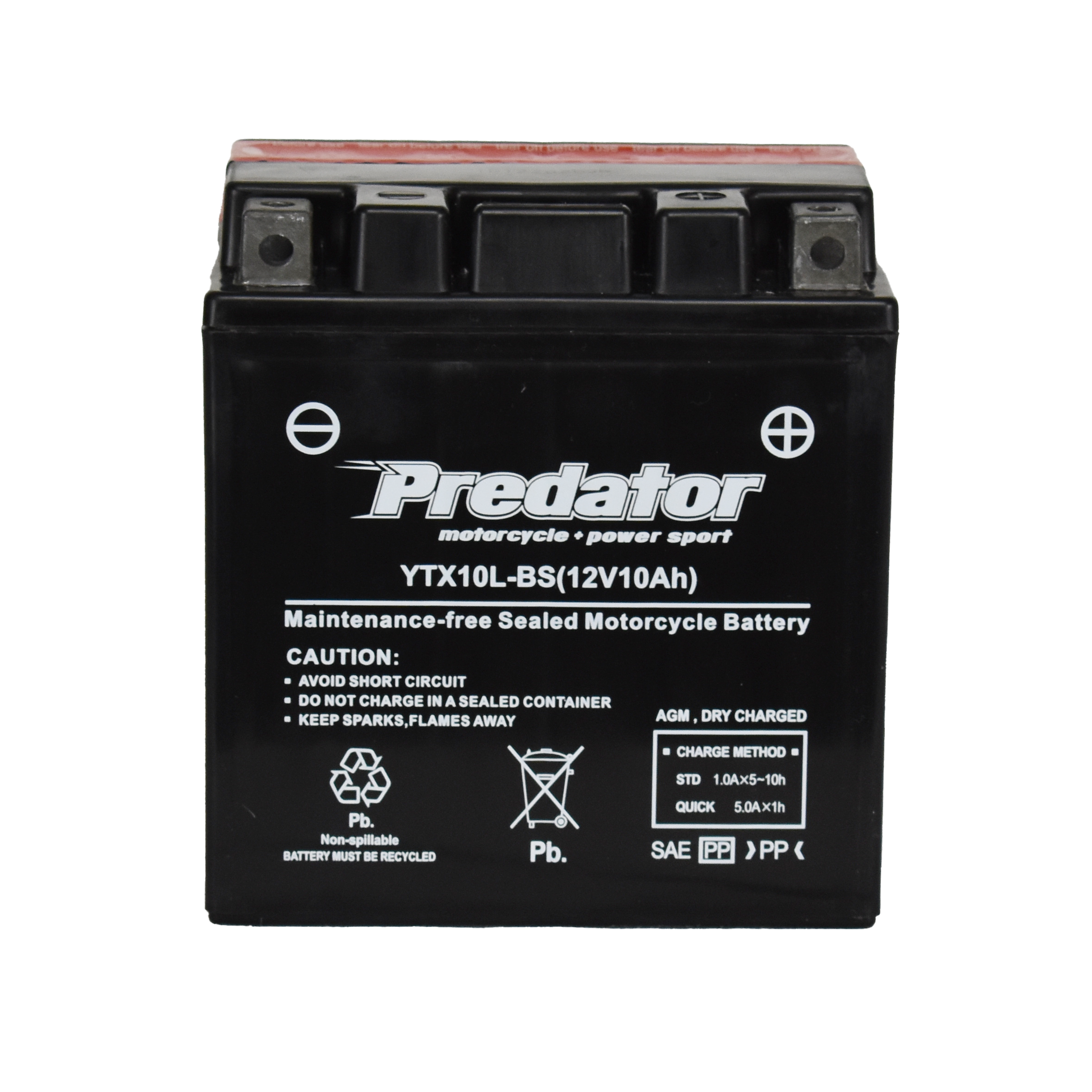 YTX10L-BS 12V Predator Motorcycle Battery