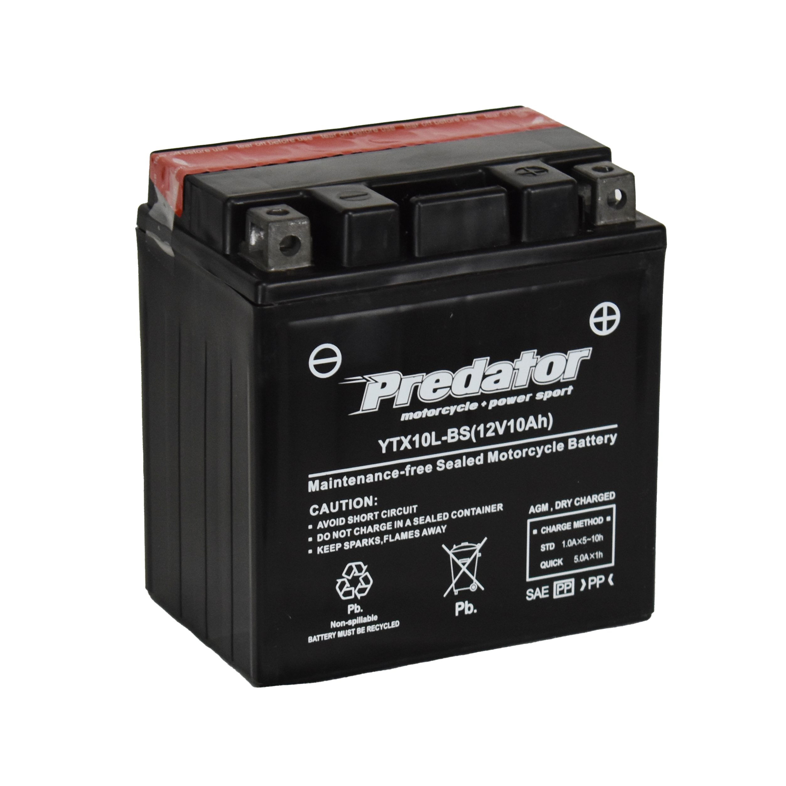 YTX10L-BS 12V Predator Motorcycle Battery