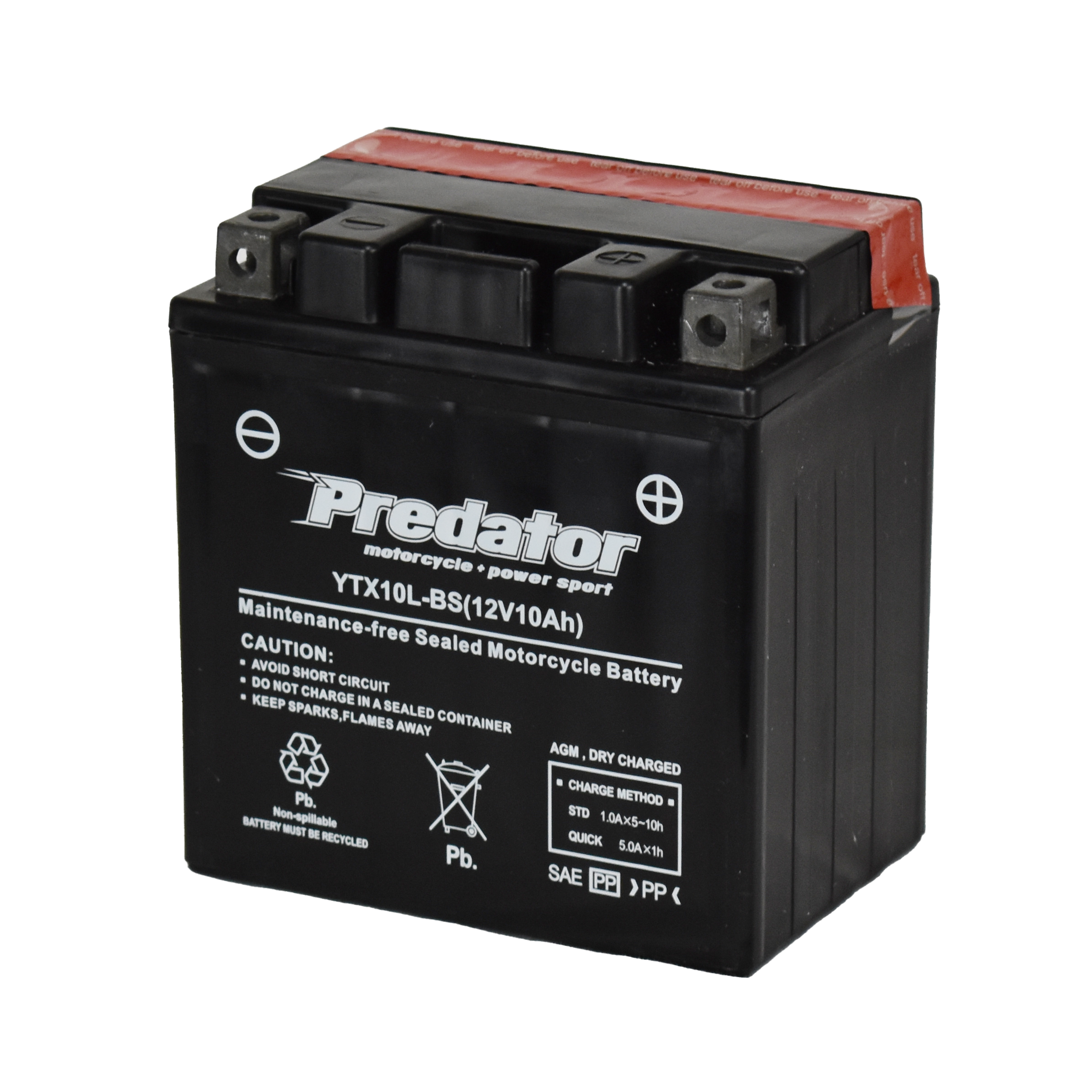 YTX10L-BS 12V Predator Motorcycle Battery