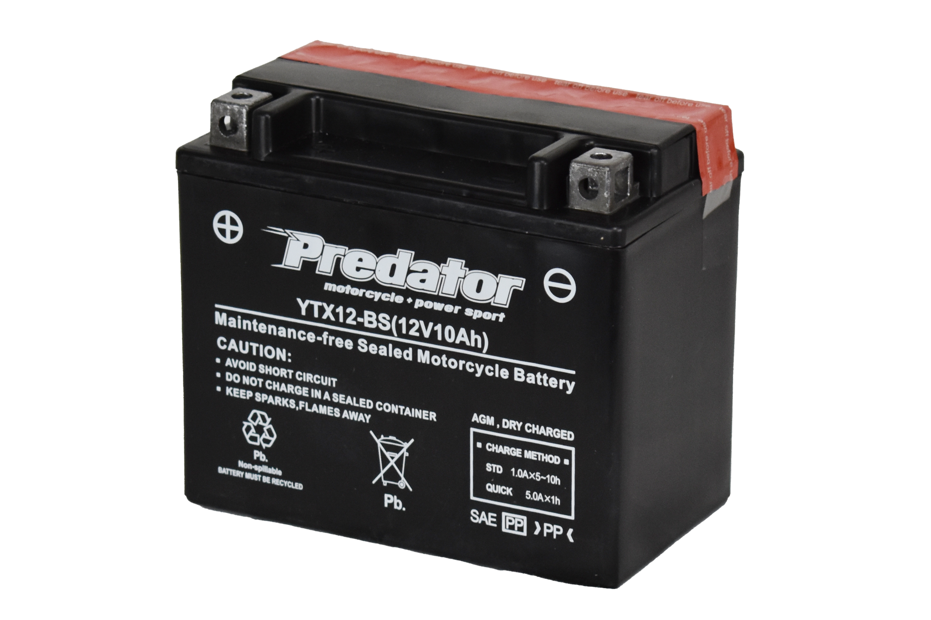 YTX12-BS 12V Predator Motorcycle Battery