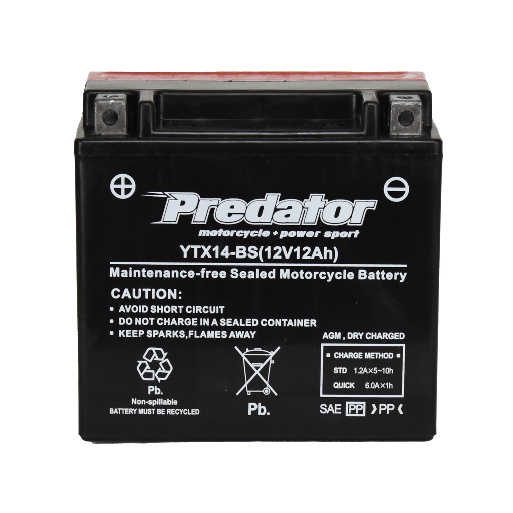 YTX14-BS 12V Predator Motorcycle Battery