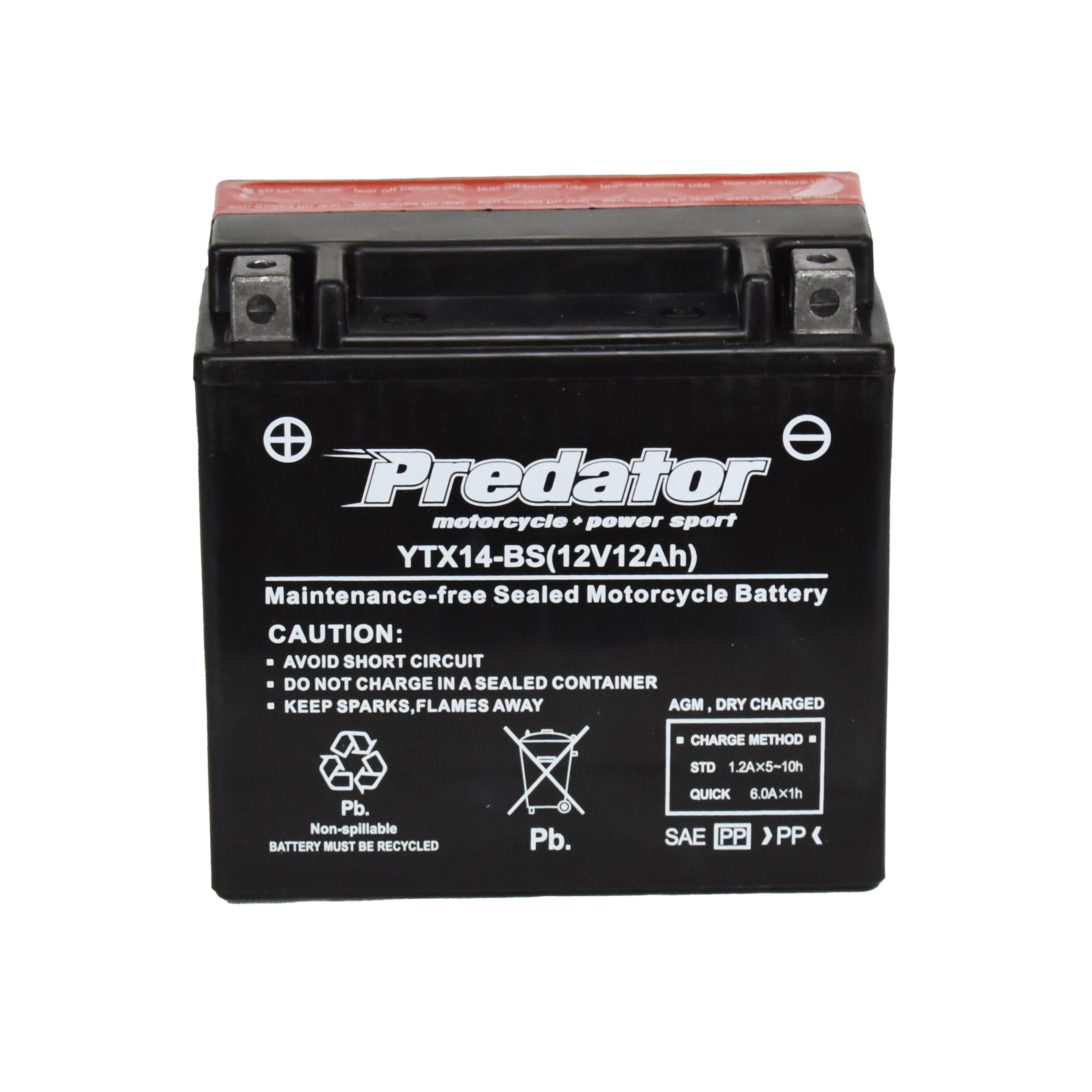 YTX14-BS 12V Predator Motorcycle Battery