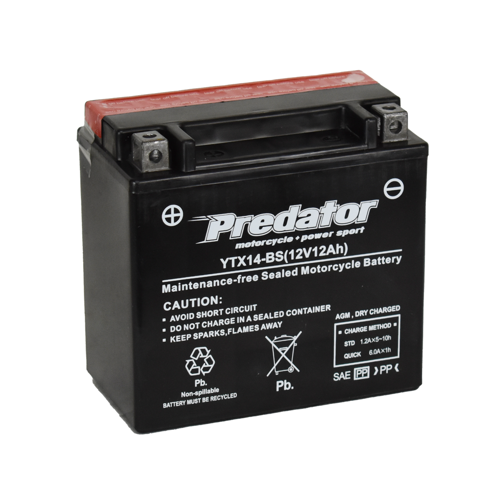 YTX14L-BS 12V Predator Motorcycle Battery