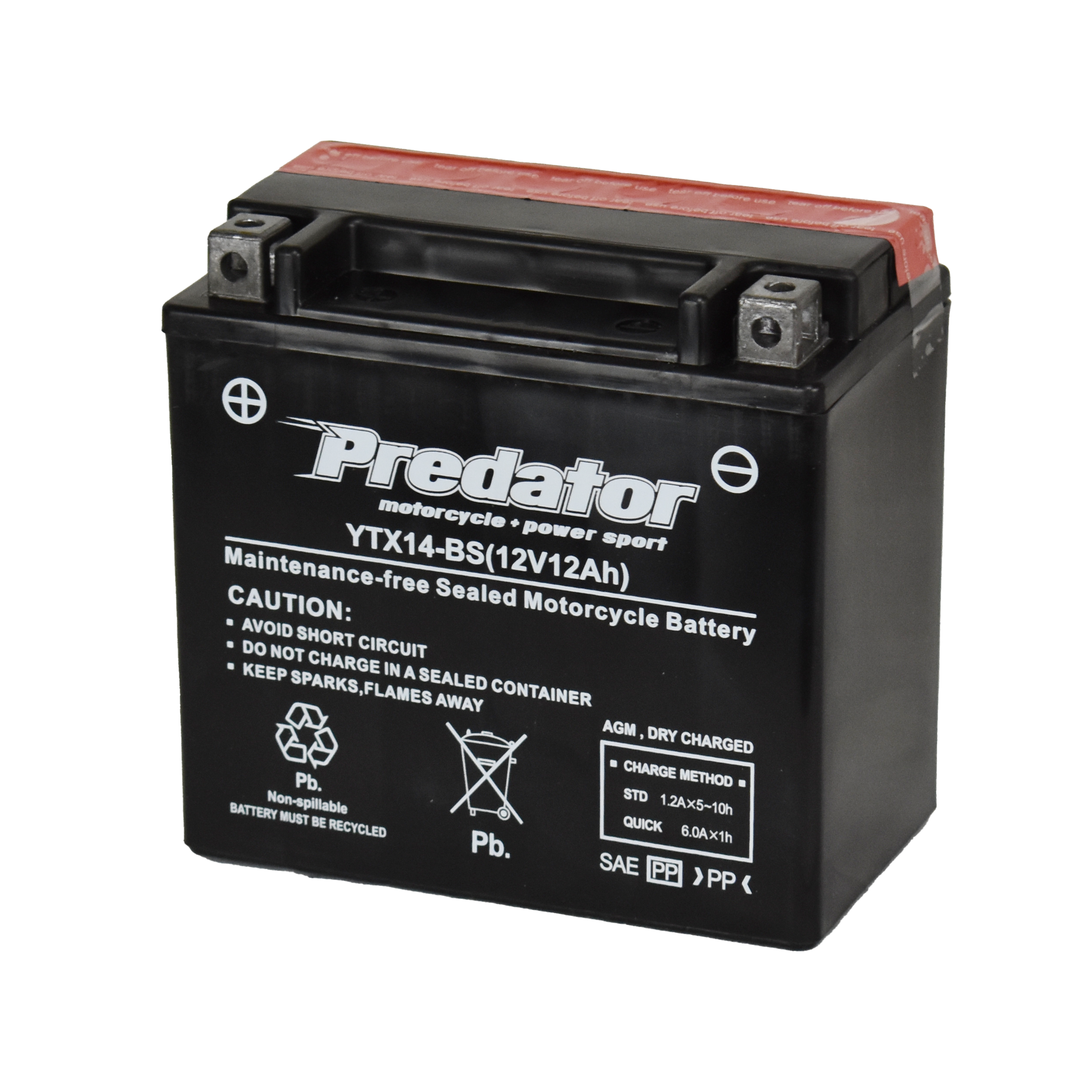 YTX14-BS 12V Predator Motorcycle Battery