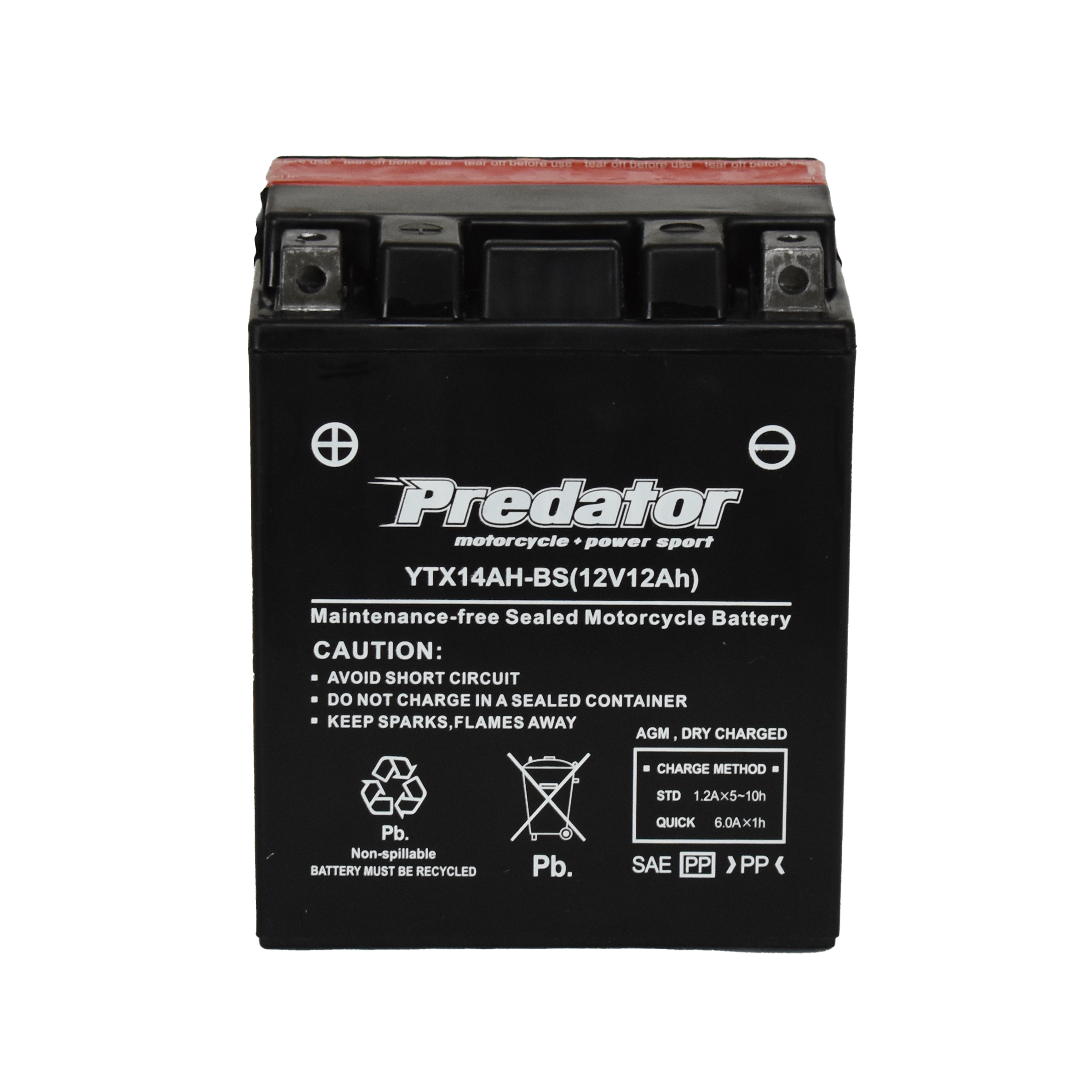 YTX14AH-BS 12V Predator Motorcycle Battery