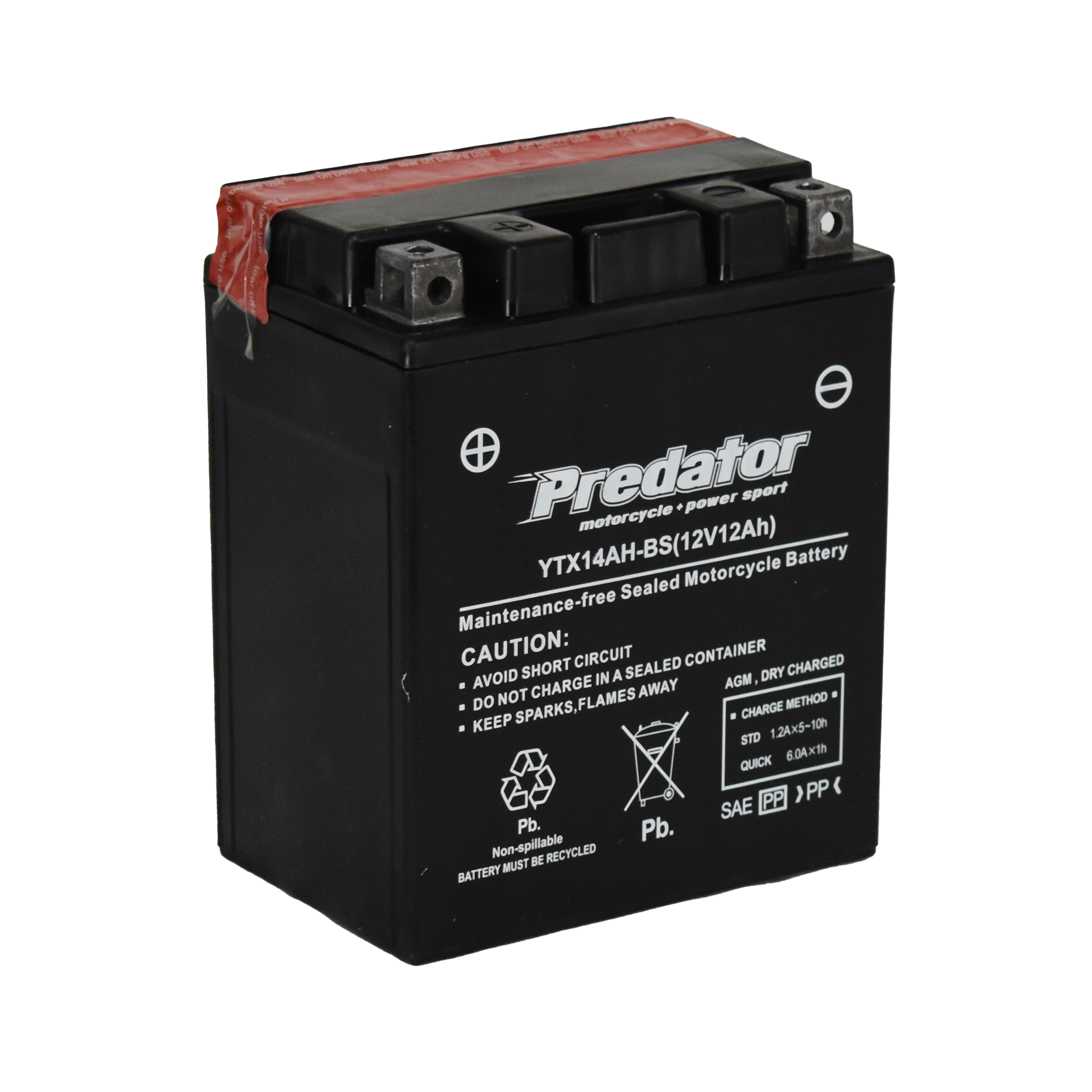 YTX14AH-BS 12V Predator Motorcycle Battery