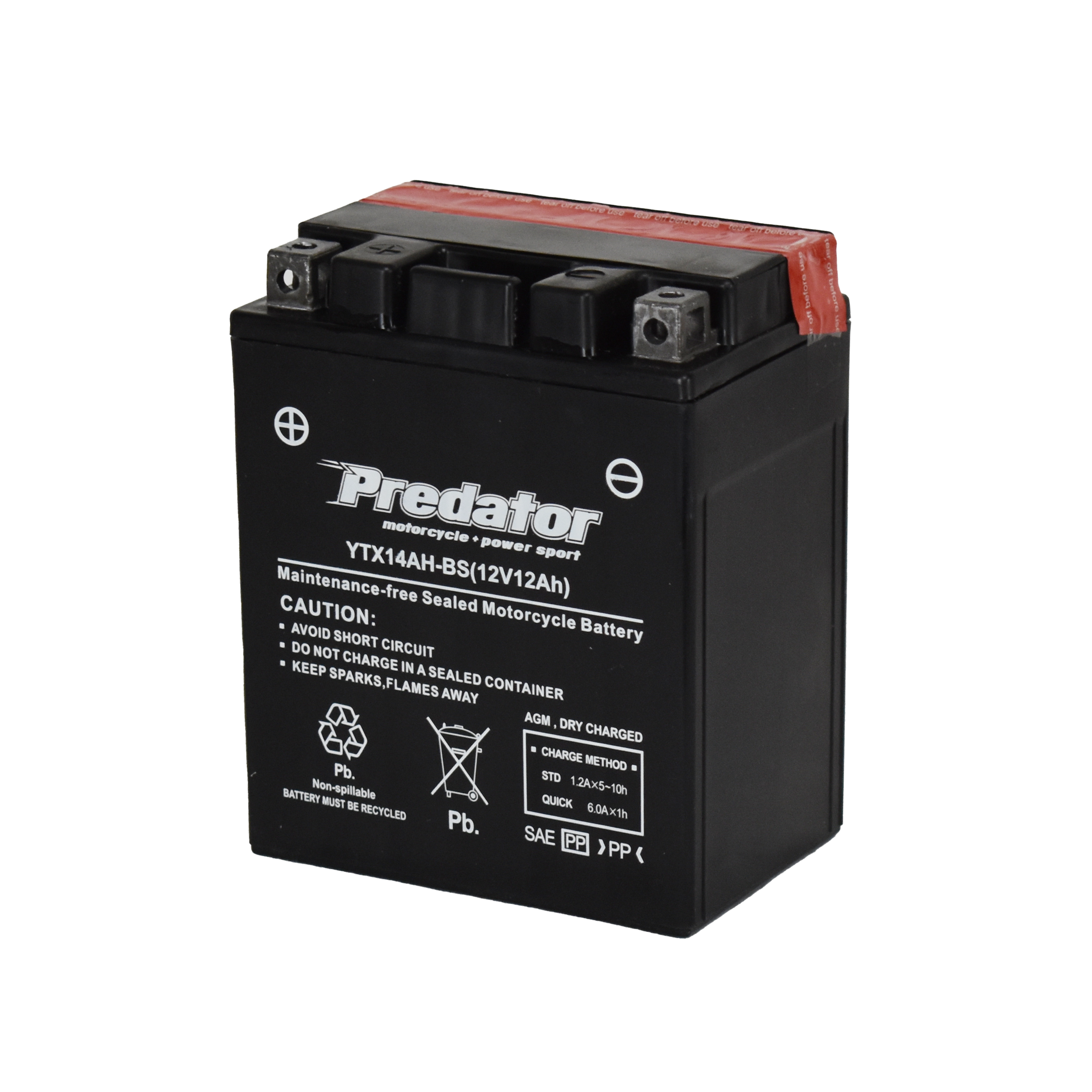 YTX14AH-BS 12V Predator Motorcycle Battery