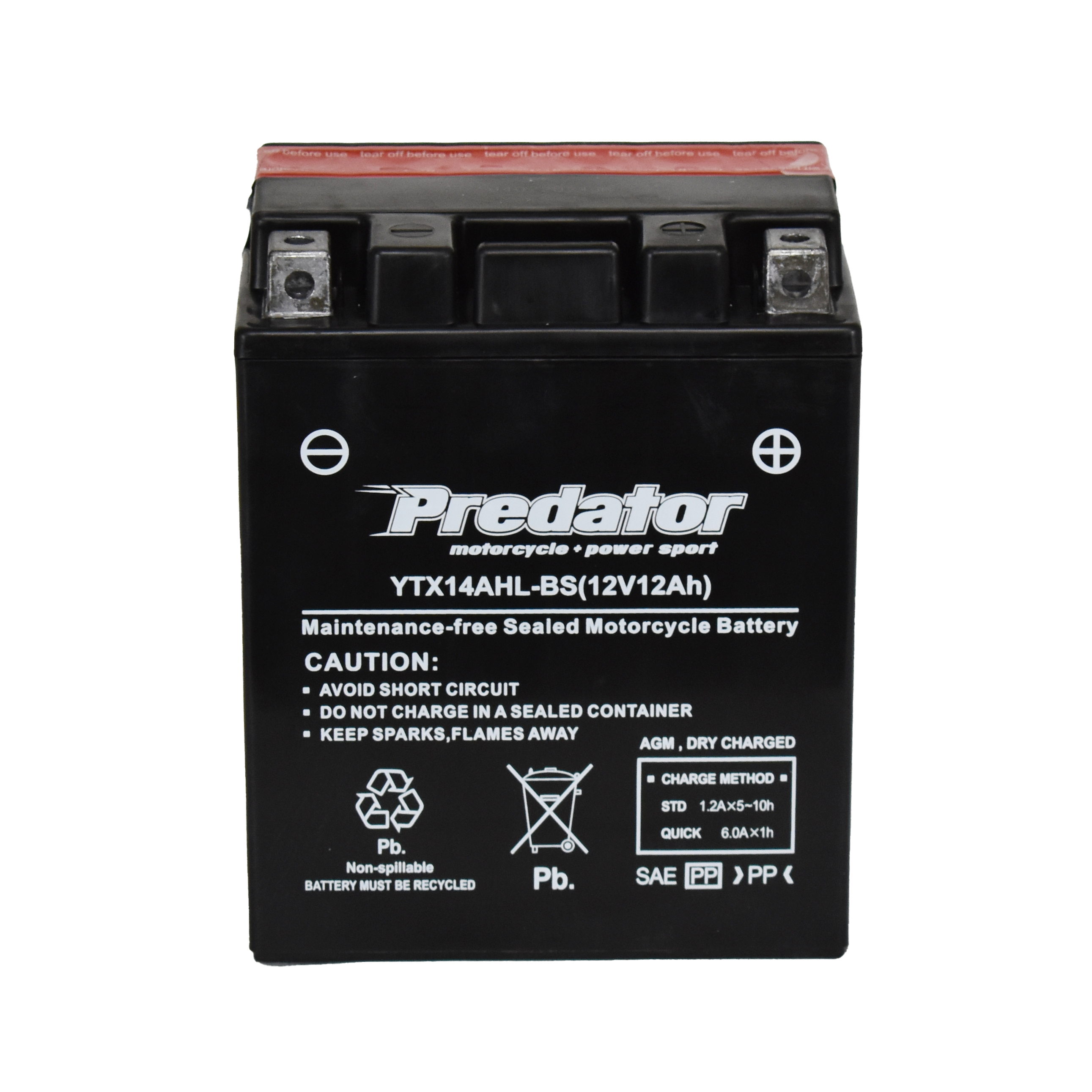 YTX14AHL-BS 12V Predator Motorcycle Battery