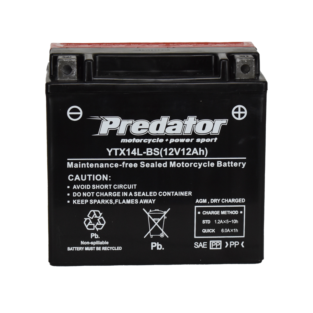 YTX14L-BS 12V Predator Motorcycle Battery