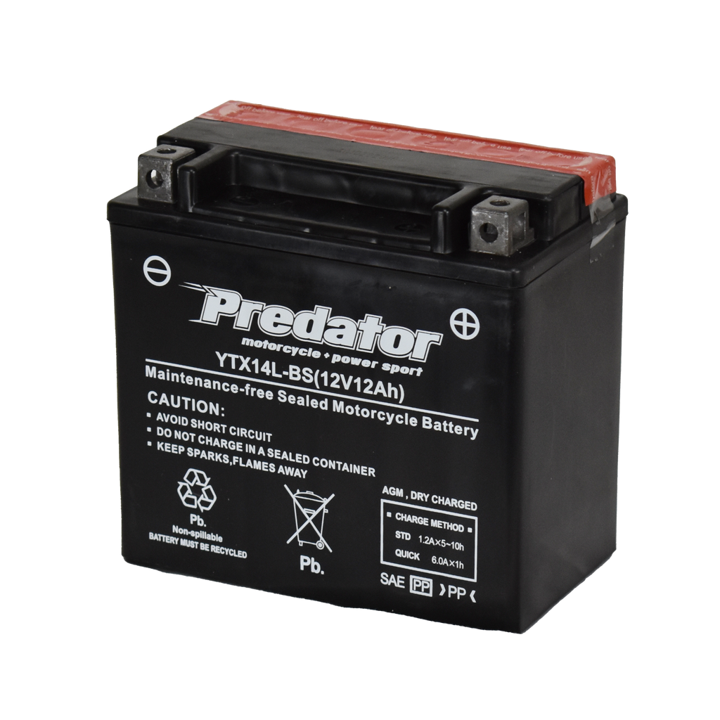 YTX14L-BS 12V Predator Motorcycle Battery