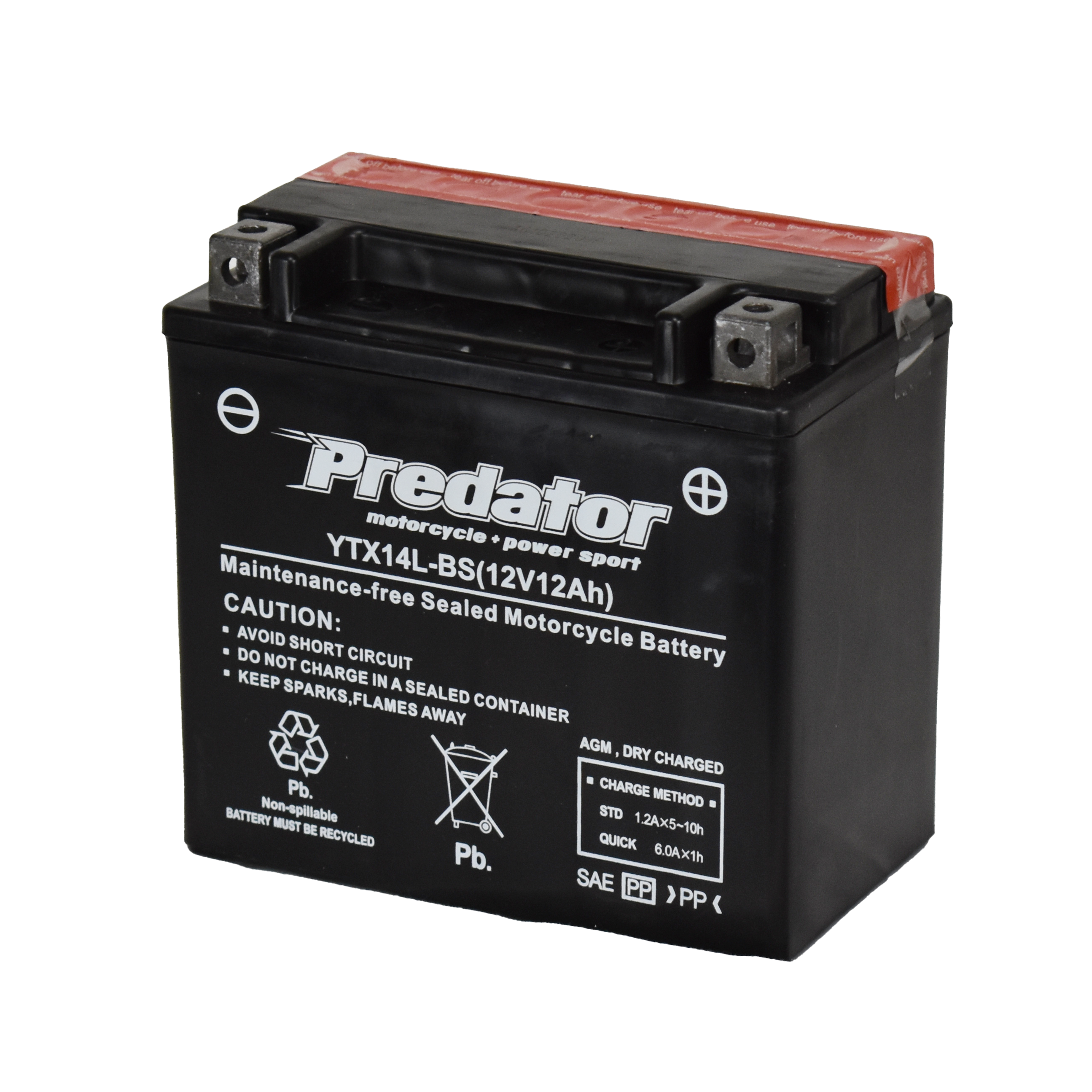 YTX14L-BS 12V Predator Motorcycle Battery