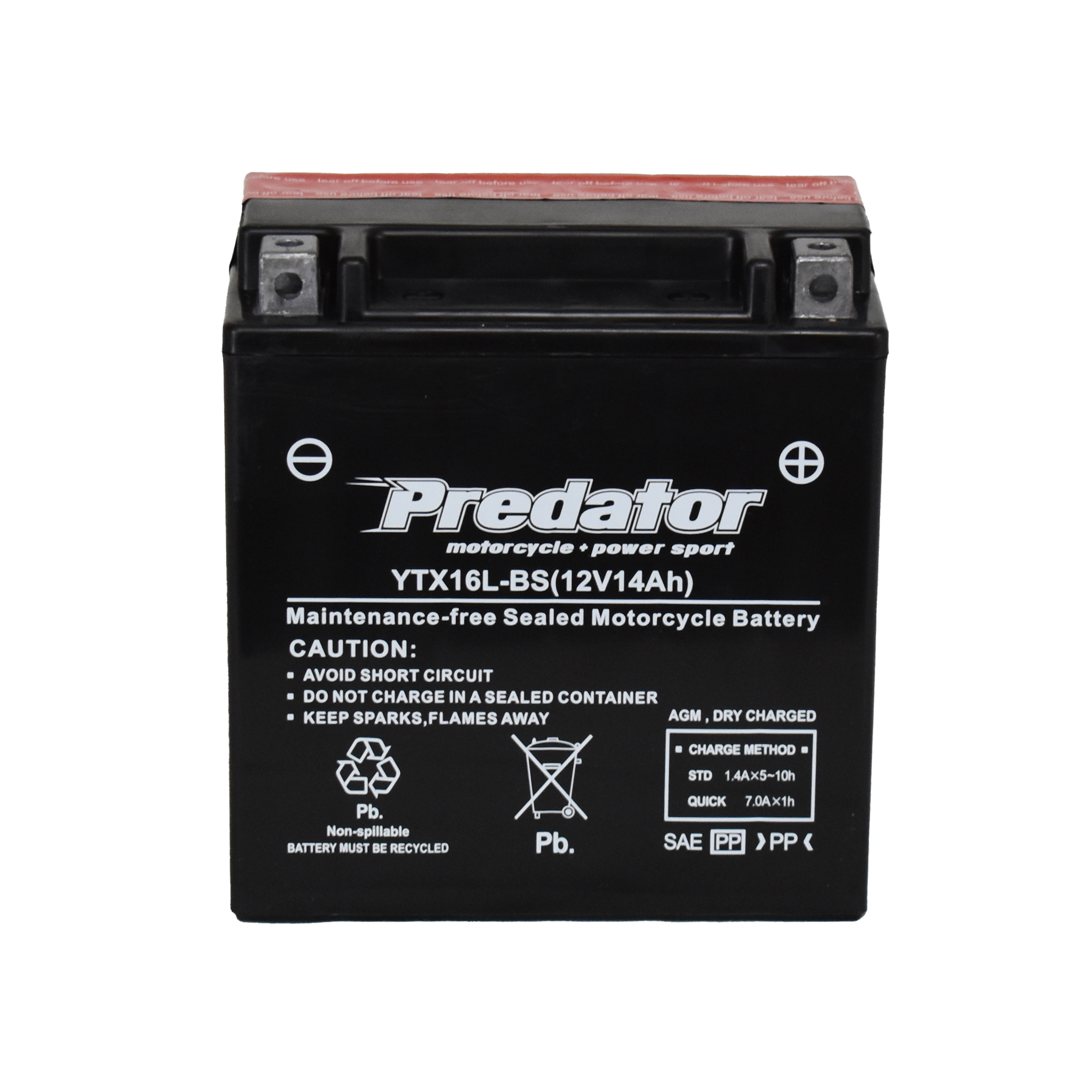YTX16L-BS 12V Predator Motorcycle Battery