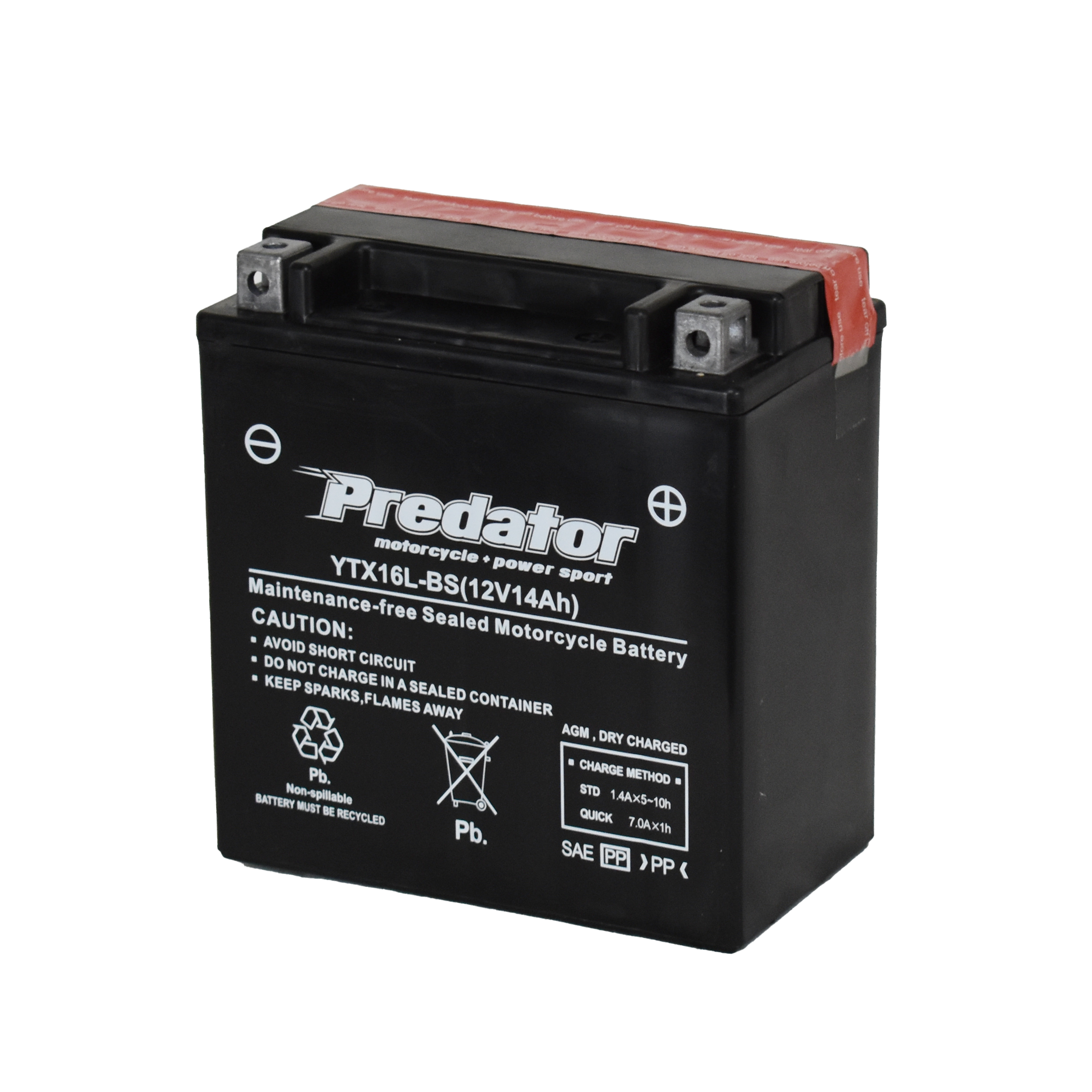 YTX16L-BS 12V Predator Motorcycle Battery