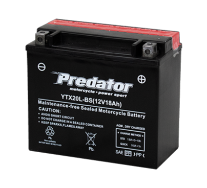 YTX20L-BS 12V Predator Motorcycle Battery