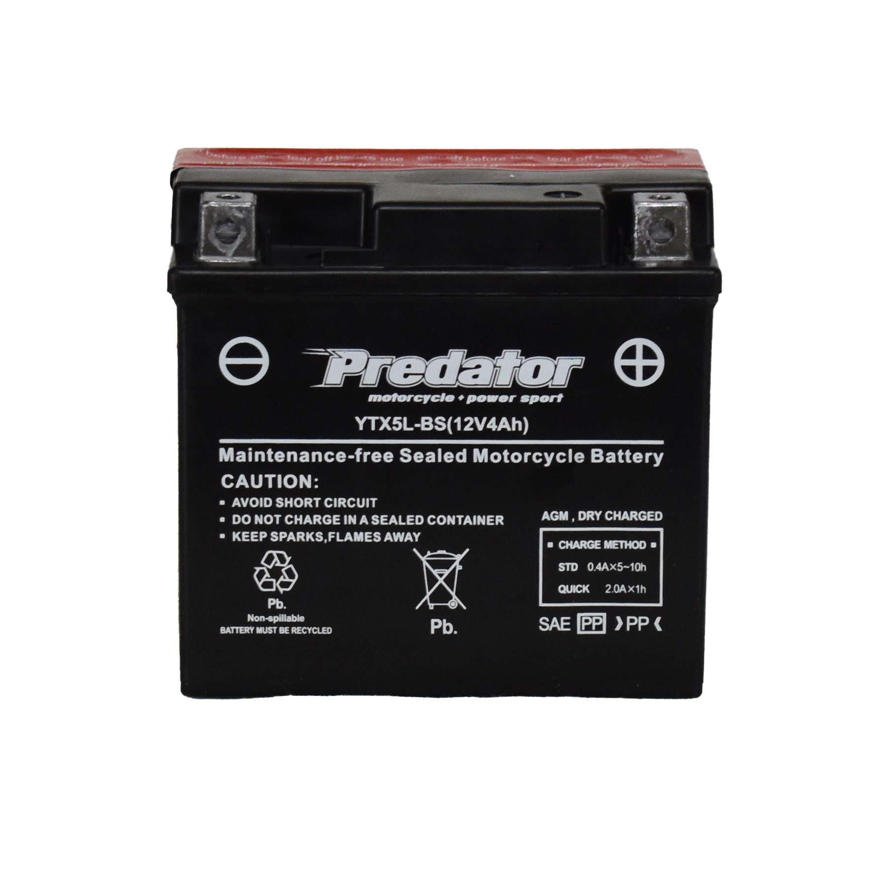 YTX5L-BS 12V Predator Motorcycle Battery
