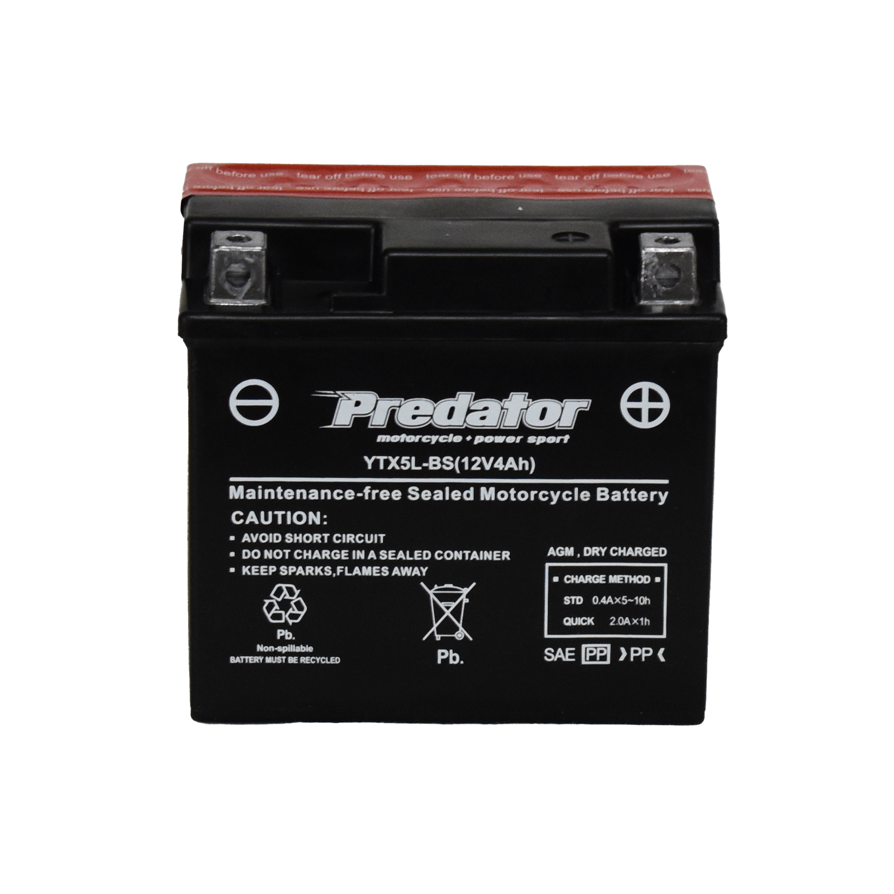YTX5L-BS 12V Predator Motorcycle Battery