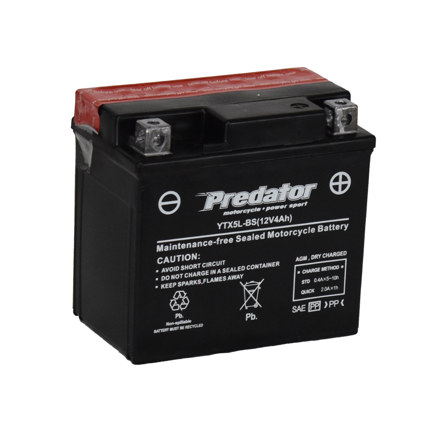 YTX5L-BS 12V Predator Motorcycle Battery