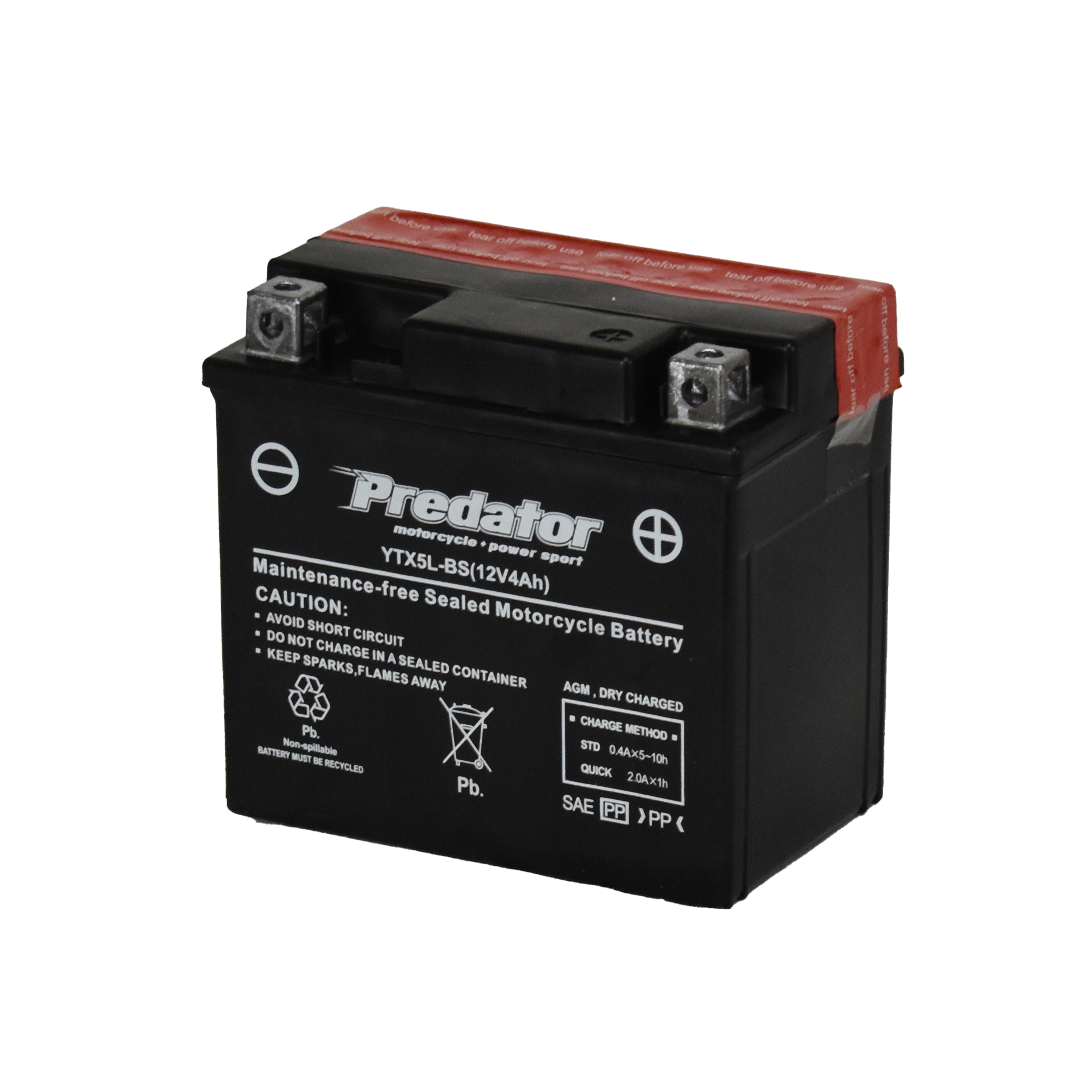 YTX5L-BS 12V Predator Motorcycle Battery
