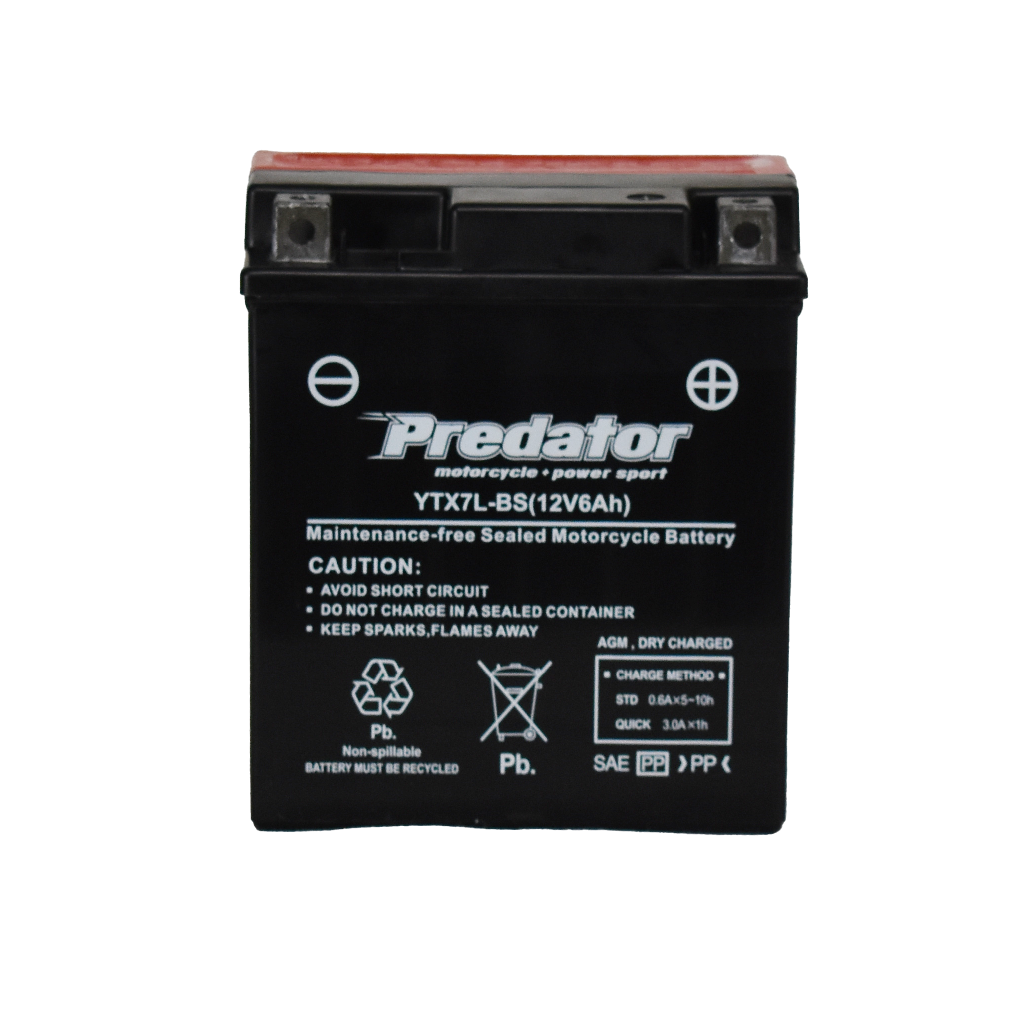 YTX7L-BS 12V Predator Motorcycle Battery