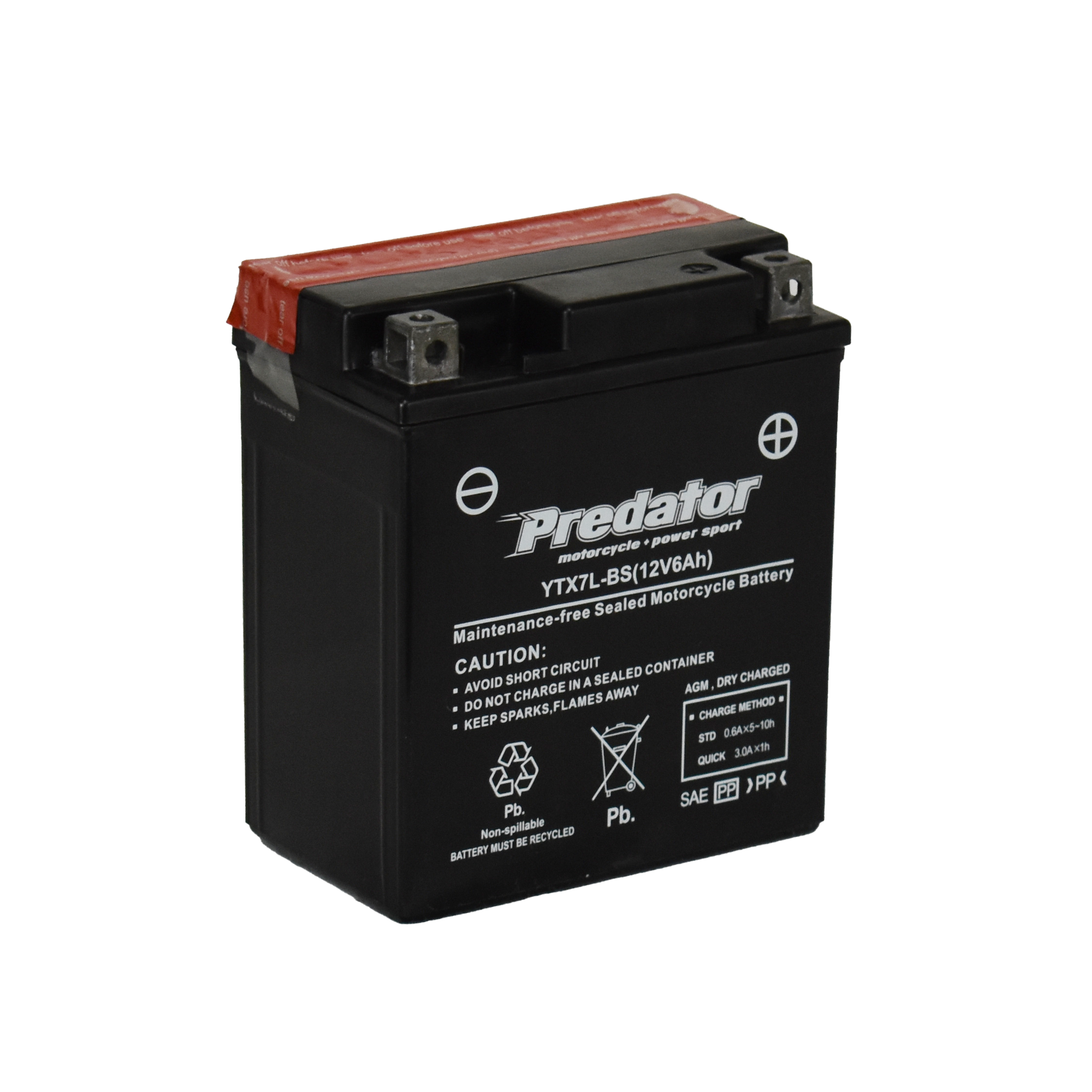 YTX7L-BS 12V Predator Motorcycle Battery