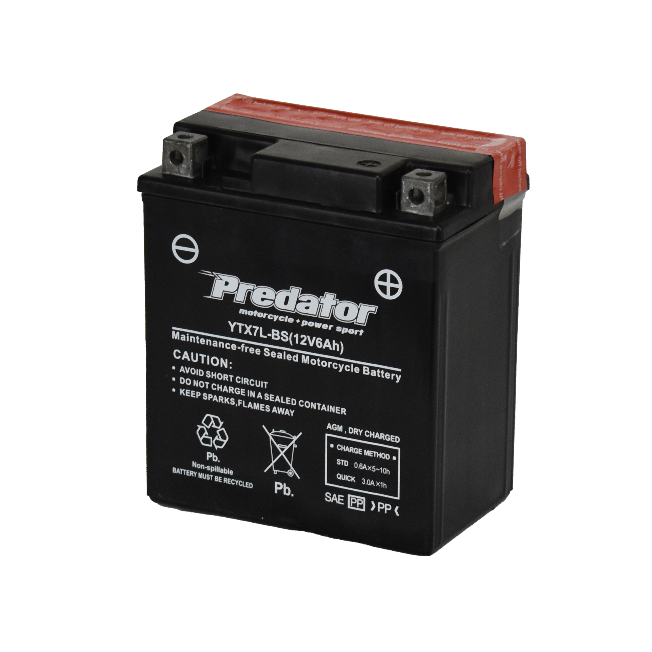 YTX7L-BS 12V Predator Motorcycle Battery