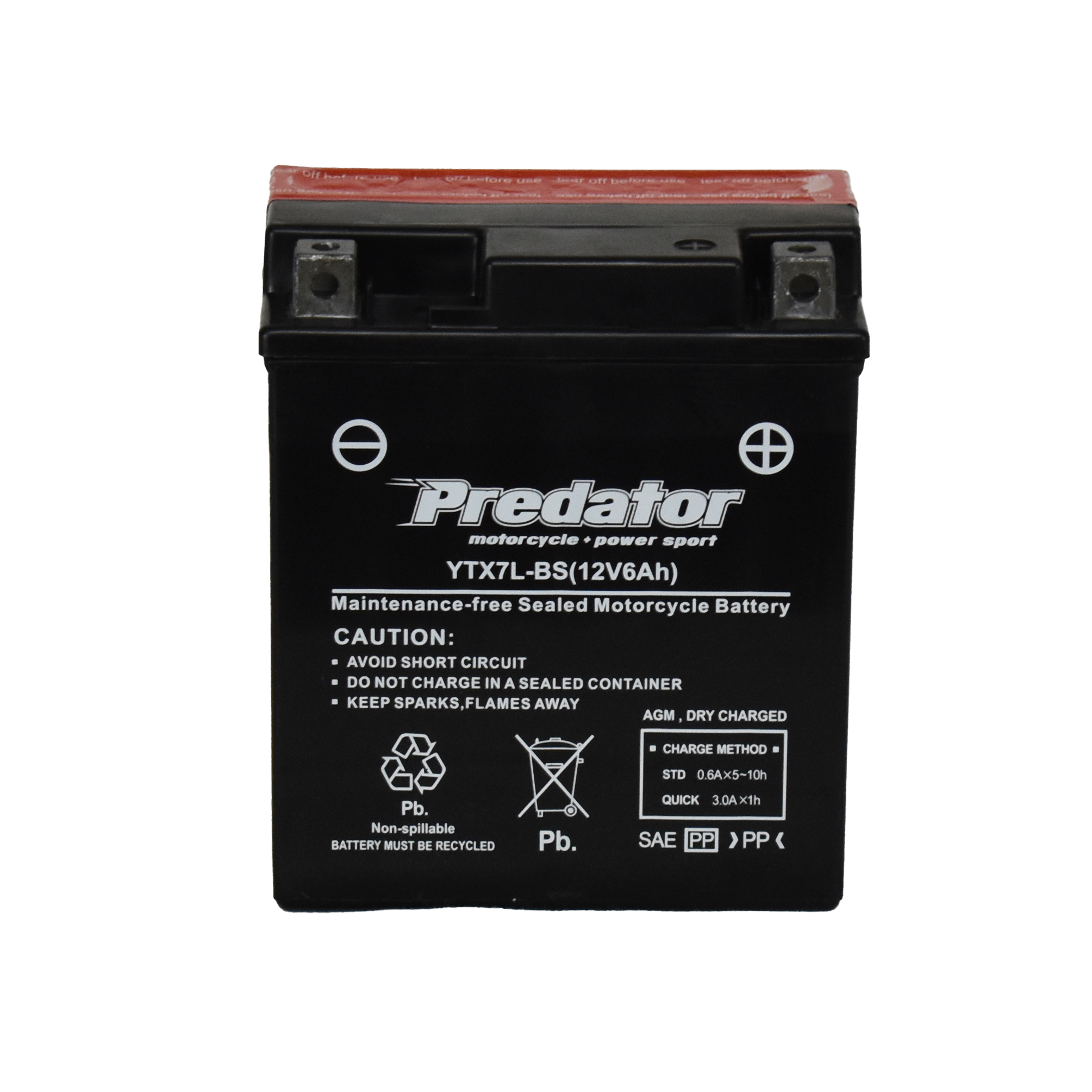 YTX7L-BS 12V Predator Motorcycle Battery
