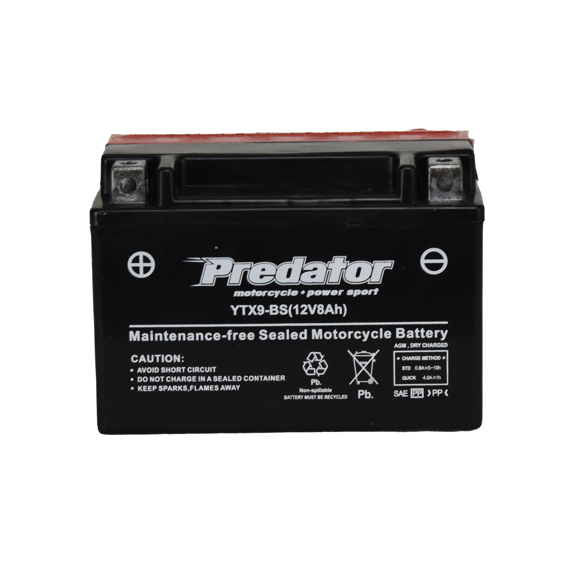 YTX9-BS 12V Predator Sealed Motorcycle Battery