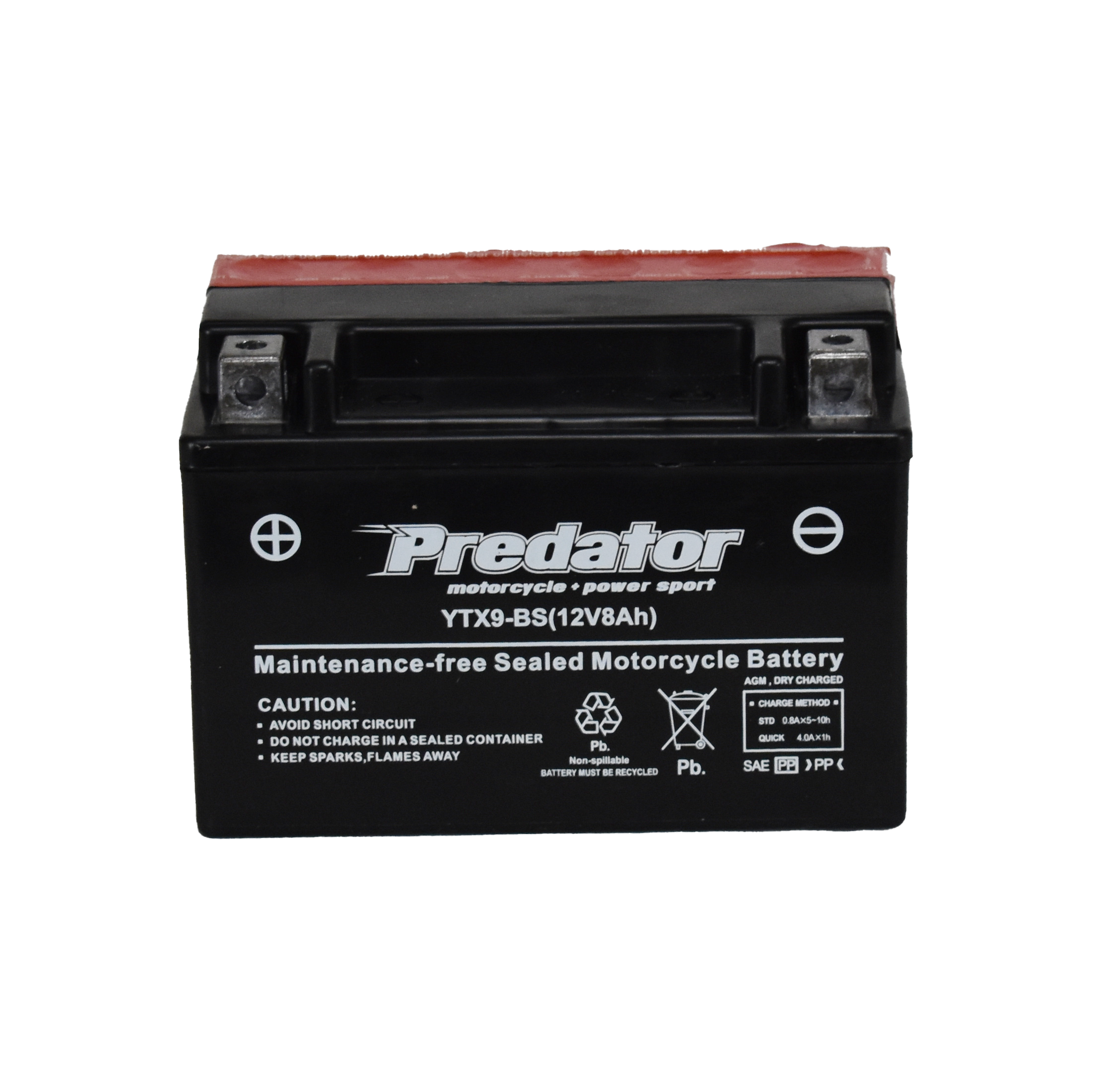 YTX9-BS 12V Predator Sealed Motorcycle Battery