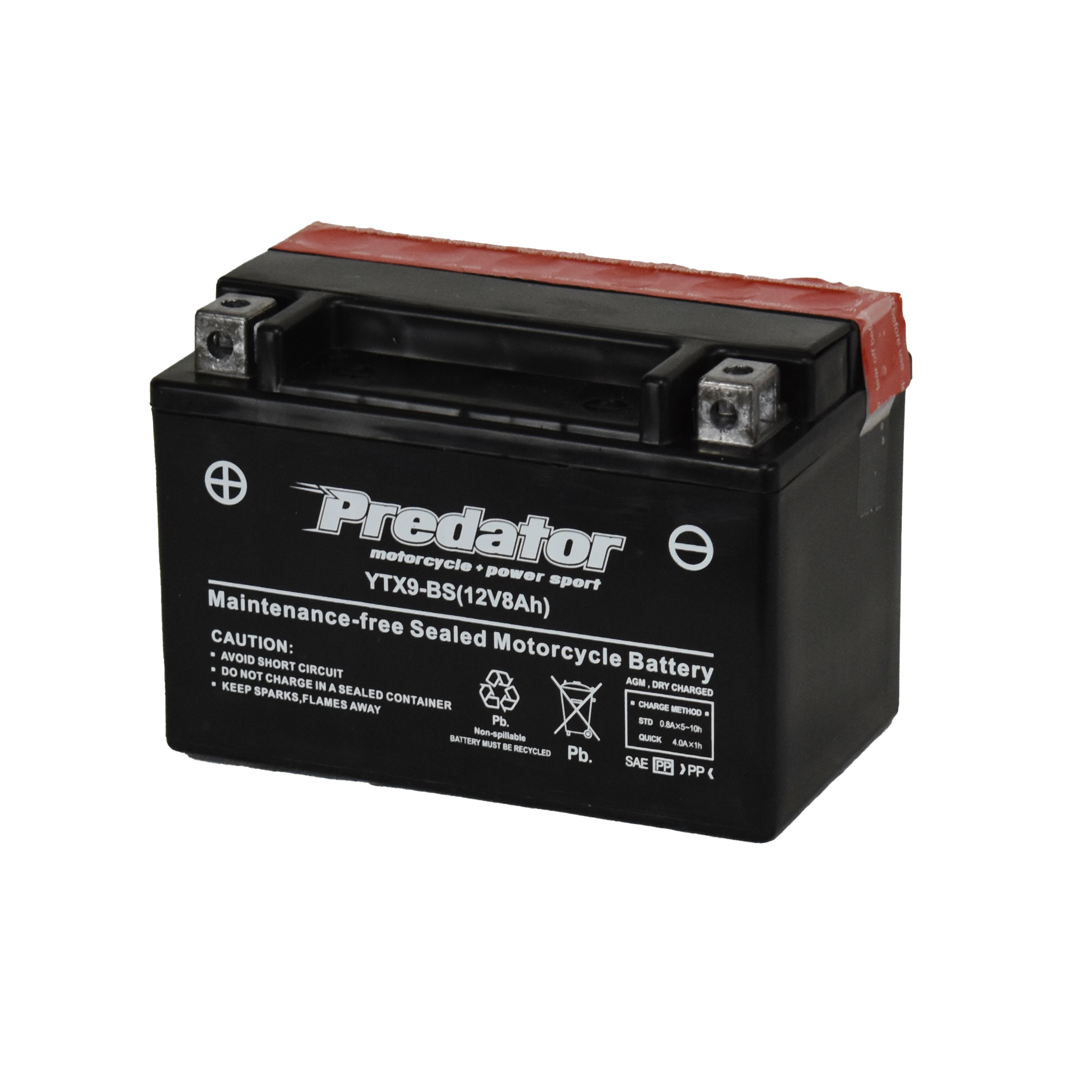 YTX9-BS 12V Predator Sealed Motorcycle Battery